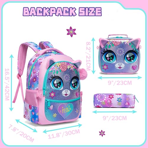 Image of Backpacks for Girls School Bag Cute Girls Backpacks Ages 8-10 Kids Bookbag Set Travel Backpack for Preschool Kindergarten Elementary Students Backpack to School Supplies