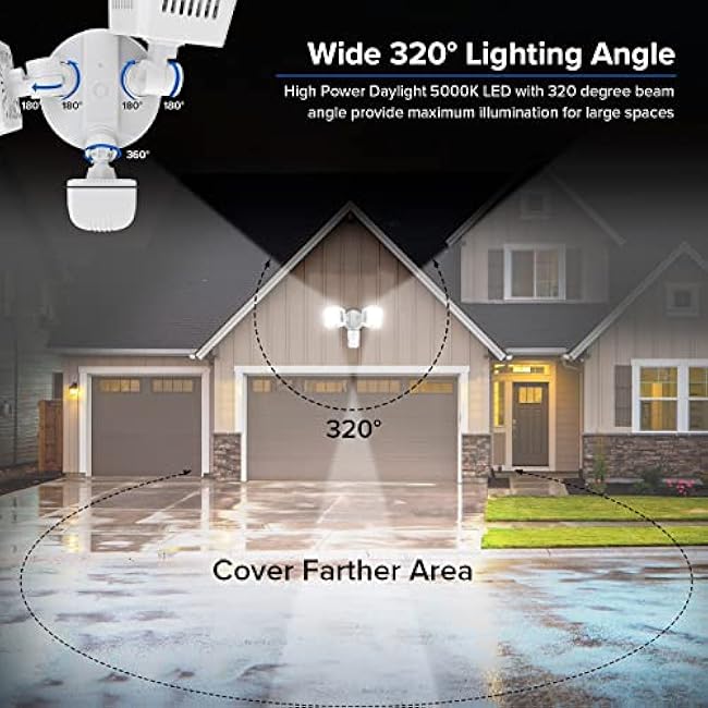 SANSI 36W 3600LM Motion Sensor Outdoor Lights, 50,000 Hrs Lifespan LED Flood Light Outdoor Motion Sensor, 350W Equiv 5000K Dusk to Dawn IP65, Super Bright for Yard Garage, White, Wired