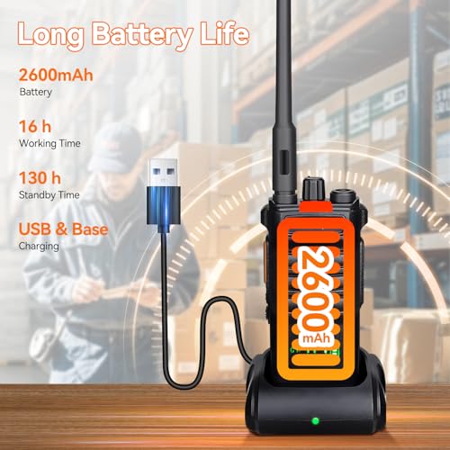 Image of Retevis RT86 2 Way Radio Long Range,Professional Radio Walkie Talkies with Mic,Heavy Duty Two Way Radios,High Power, 2600mAh, Rechargeable Radios for Adults Warehouse Industrial Manufacturing(4 Pack)