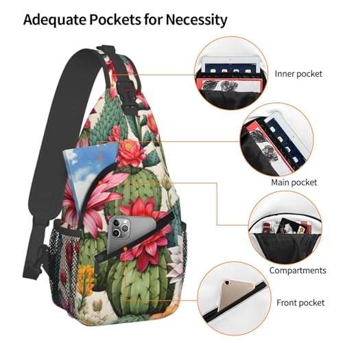 Bolso cruzado ligero con estampado de cactus para viaje miniatura 4