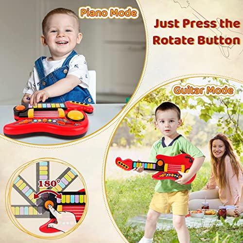 Kids Guitar 2 In 1 Musical Instruments for Kids Piano Toddler Toy Guitar with Strap Electric Guitar for Kids Music Toys for 3 4 5 Year Old Boys Girls Birthday Christmas Gifts (Red) 2 51L7SOI10KL. AC