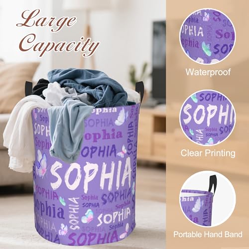 Image of Custom Name Laundry Hamper, Personalized Laundry Basket with Name for Boys Girls Kids Men Women, Customized Name Dirty Clothes Basket Gifts for Clothes Toy Bathroom Bedroom Laundry Room Dorm