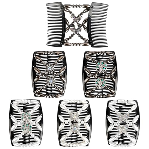 Dadabig 6PCS Peigne Magique et Extensible, Perles de Cheveux Double Clips, Accessoire de Coiffure...