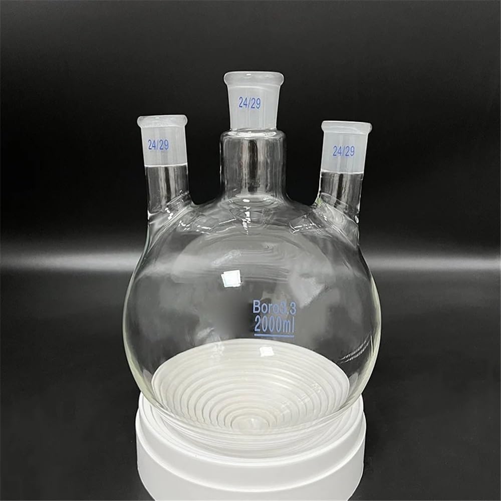 Laborgeräte und -ausrüstung Dreihalskolben, gerade Form, geschliffene Öffnung, 1000–5000 ml, 24/29-Gewinde(2000ml)