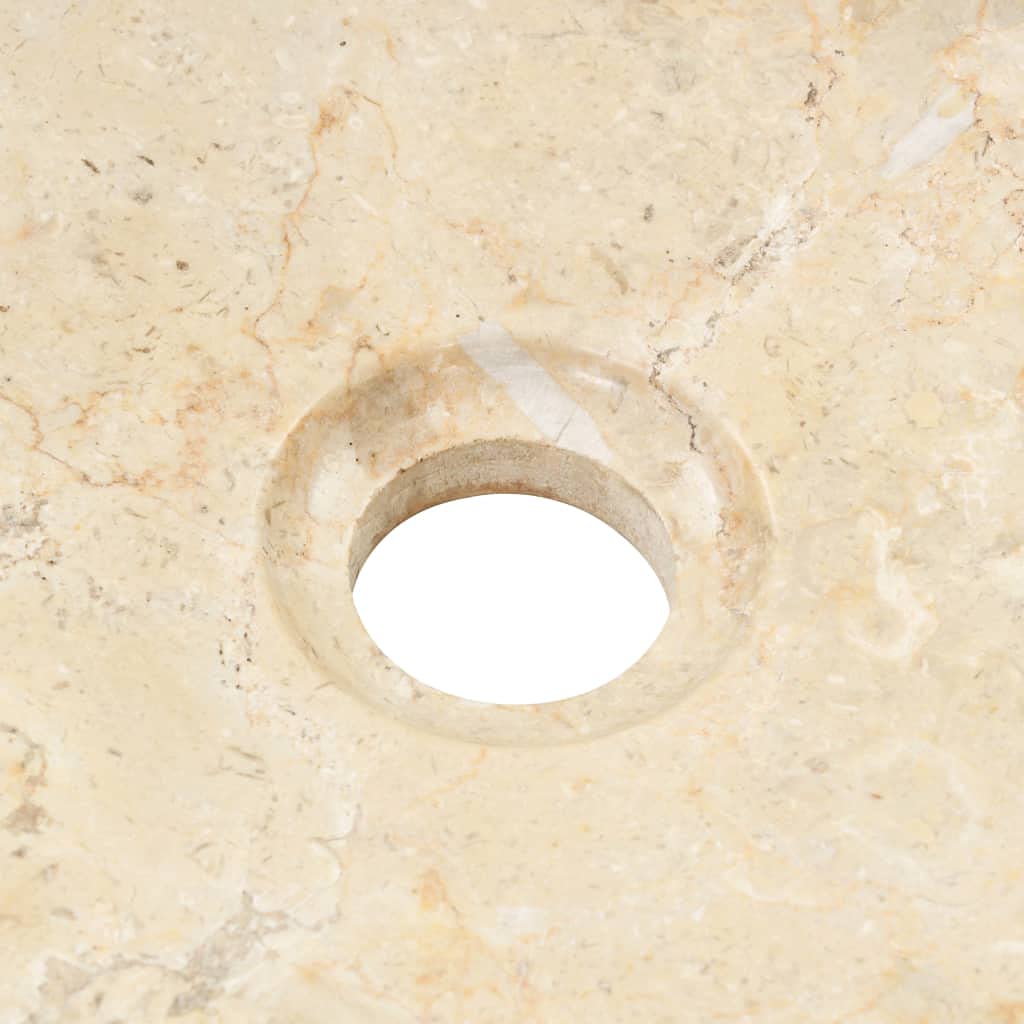 vidaXL Lavabo Mármol Mobiliario para Cuarto de Baño Grifos Decoración Casa Hogar Robusto Elegante Moderno Bricolaje Fontanería Color Crema 40x12cm Piedra Natural