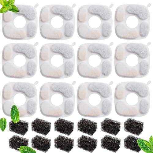 Pet Water Fountain Filter, 12 Pack Cat Fountain Filter Replacement Pre-Filter Sponges Compatible With Veken 67oz/ 95oz/ 135oz Automatic Pet Fountain