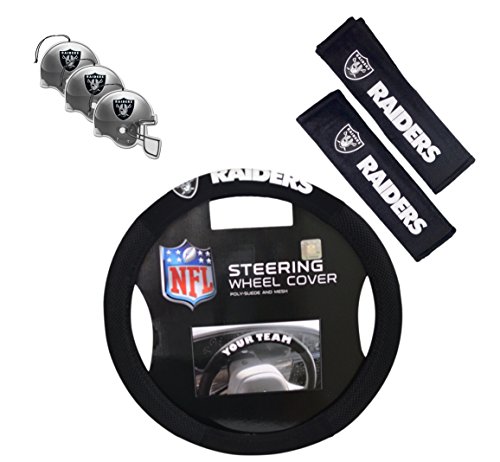 Fremont Die/TeamProMark Official National Football League Fan Shop Authentic Auto Accessories Bundle (Oakland Raiders)