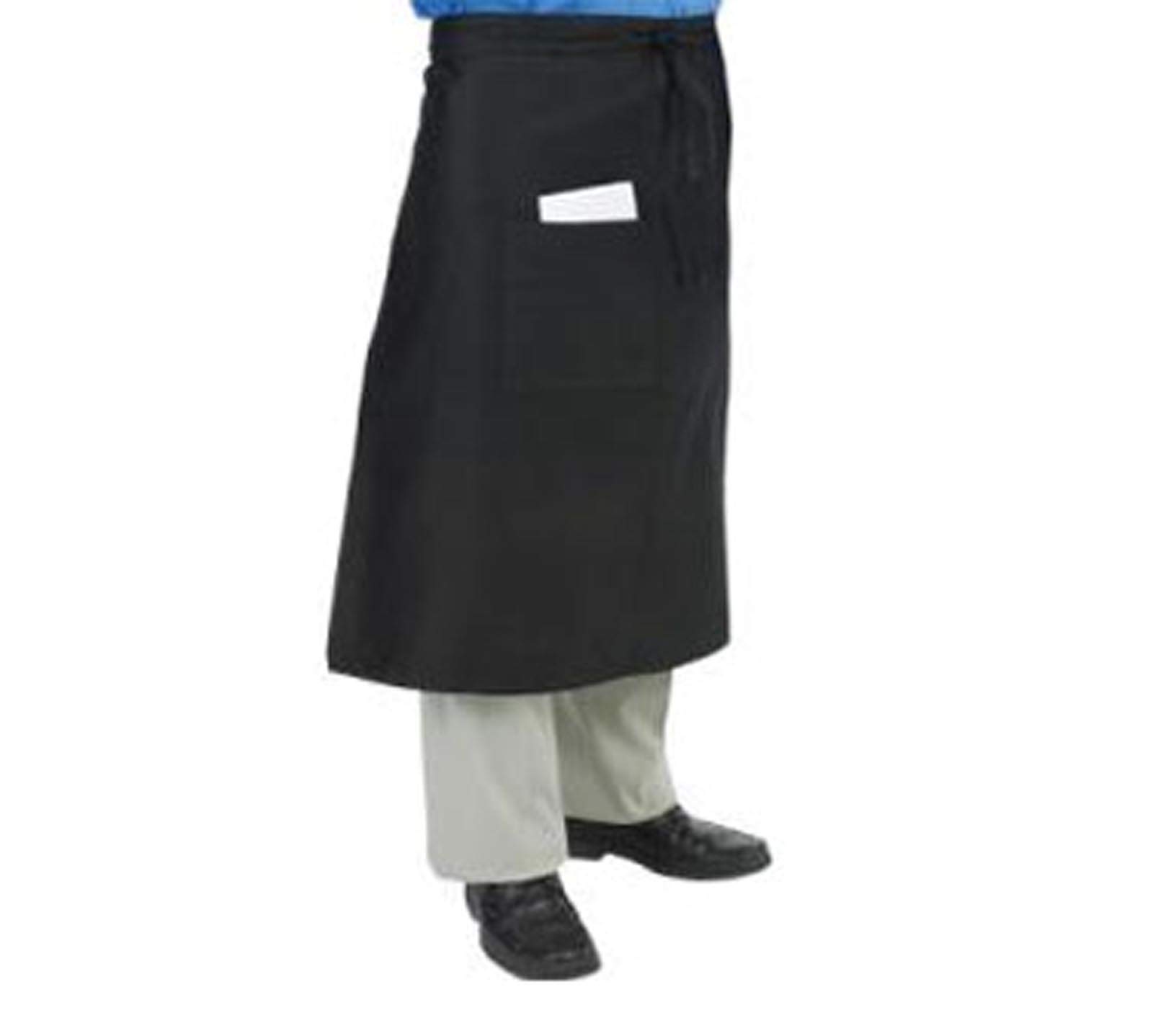Chef renacimiento 607ba2 Poly algodón redondo Bistro delantal con dos bolsillos media, 34 por 71,5 cm, negro