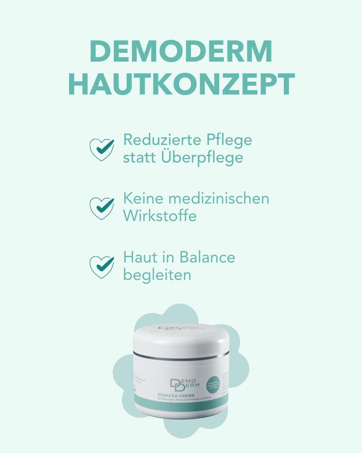 DemoDerm Rosacea Creme 30 g – wasserfreie Pflege | Für zu Rosacea neigende, empfindliche Haut | Mit Zink, Schwefel & Silber | Sehr ergiebig | Made in Germany