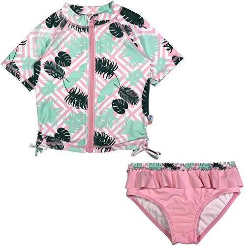 Image of SwimZip Baby Rash Guard Set - Girl Short Sleeve 2 Piece Swimsuit with SPF