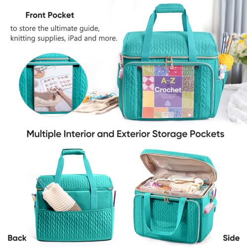 Image of MYBAGZING Large Yarn Storage Bag,Crochet Bag Organizer,Yarn Bags for Crocheting,Crochet Storage Bag with Pockets for Crochet Hooks, Crochet Accessories,Knitting Bags,Gifts for Crocheters