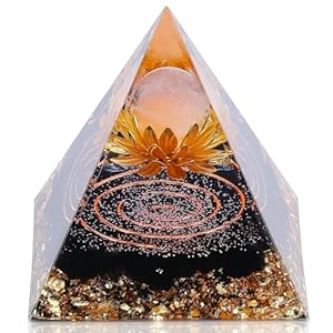 Orgone Pyramid ​for Positive Energy, Amethyst and Obsidian Healing Crystals Stones for Reduce Stress Chakra Reiki Healing Meditation Attracts Lucky and Success (Cl-9)