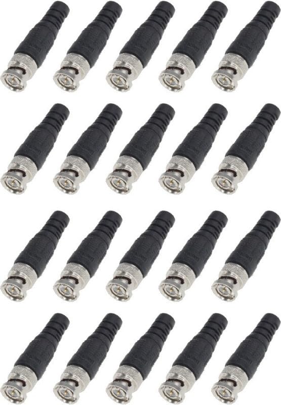 Image of MX BNC Male Connector Pack of 20, Coaxial RF Plug for CCTV Camera & Video Surveillance Systems, Compatible with RG59 /RG6 Cable, Durable Metal BNC Connector with Secure Bayonet Lock, Easy Installation