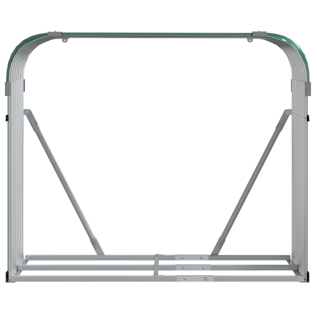 Zielona podstawa na drewno kominkowe, 120 x 45 x 100 cm, wykonana z ocynkowanej stali, wytrzymały regał na drewno opałowe do przechowywania na zewnątrz, do kominka i ogrodu