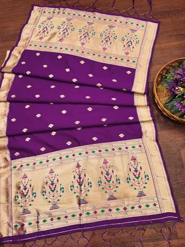 Image of DEVANGI Women's Woven Paithani Banarasi Silk Dupatta /Chunni For Women, Floral Print 1 Meter Wide and 2.3 Meter Length Printed Designer Dupatta /Chunni For Girls
