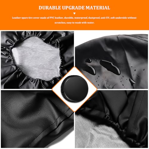 Image of ASUBHA Spare Tire Cover, Waterproof PVC Thickening Leather Tire Wheel Covers, Tough Tire Wheel Protector, Universal Fit for Jeep, Trailer, RV, SUV, Truck (Fits Entire Tire Diameters 32-33 Inch)