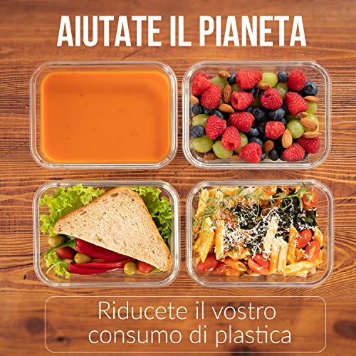 Twinzee Set di 4 Contenitori Alimentari in Vetro