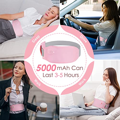 Portable Heating Pad For Cramps And Back Pain, Menstrual Cramp Relief Wearable Heating Pad For Women And Girls, Wireless Heating Pads With 3 Temperature Setting & Battery Powered（Pink） #TOP6