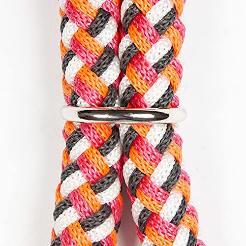 Pfiff 102932 Halsring für Pferde, Rund geflochten, Einstellbar, Länge 170cm Orange-Weiß