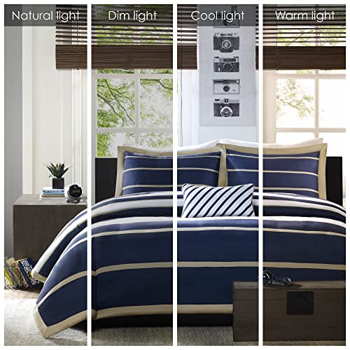 Mi Zone Ashton Duvet Modern Casual Vibrant Colorblock Design All Season Comforter Cover Teen Bedding, Boys Bedroom Décor, Twin/Twin Xl, Khaki/Navy 3 Piece #TOP1