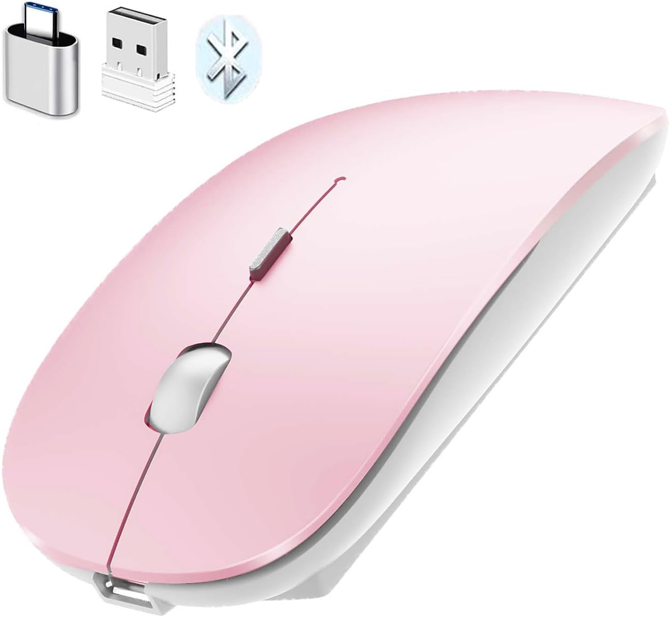 PEIBO Bluetooth Wireless Mouse for Laptop mac MacBook ipad MacBook air MacBook pro pc Desktop Computer Windows Chromebook Notebook (Jelly Pink) - 2