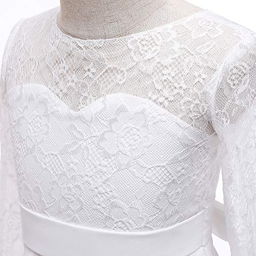 Flower Girls Lace Top Chiffon Shirt Long Sleeve First Communion Dress White Size 12 #TOP3
