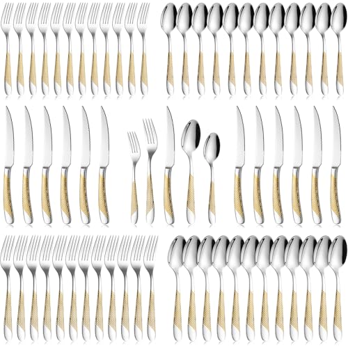 60-Piece Silverware Set Stainless Steel Flatware Sets for 12