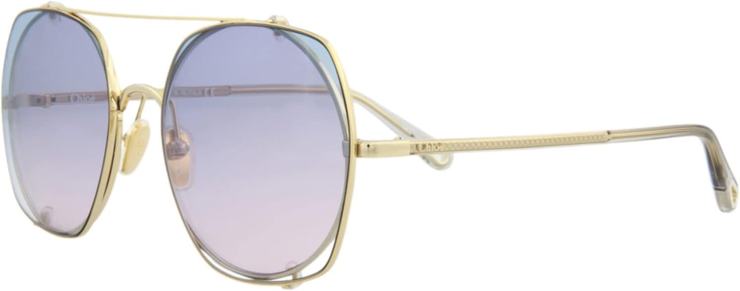 Chloe Sunglasses 2-in-1 Clip-on Eyewear with Round/Oval Metal Frame 56mm Lens