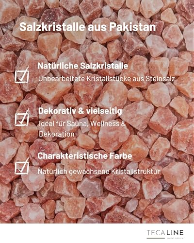 TECALINE Saunasalzsteine Pink – Salzkristalle 2–5 cm – 1 kg – Kristallsalz Brocken für Sauna & Sole-Schale – wiederverschließbar