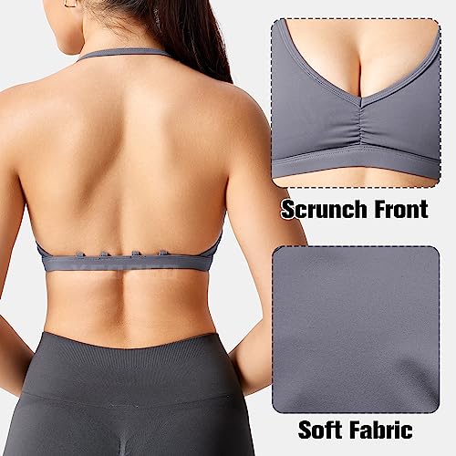 Image of YEOREO CoreFlex Workout Sports Bras for Women Padded Strappy Open Back Gym Bra Light Impact Criss Cross Yoga Crop Top