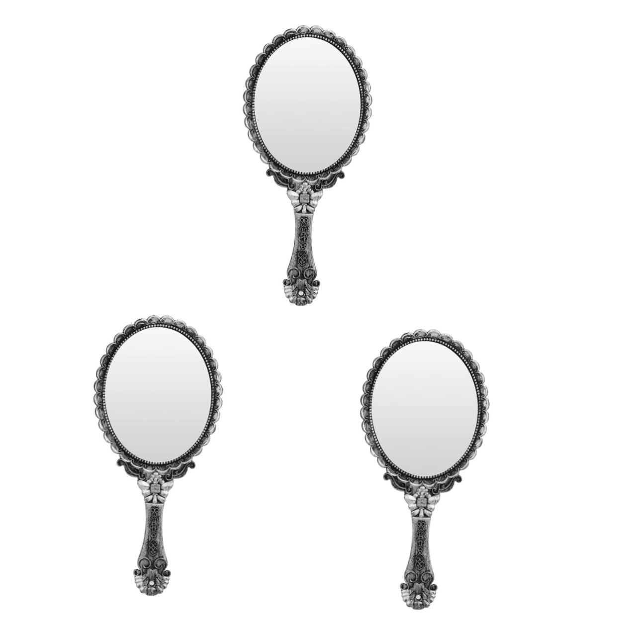Miroir à main vintage : lot de 3 miroirs rétro sculptés pour maquillage