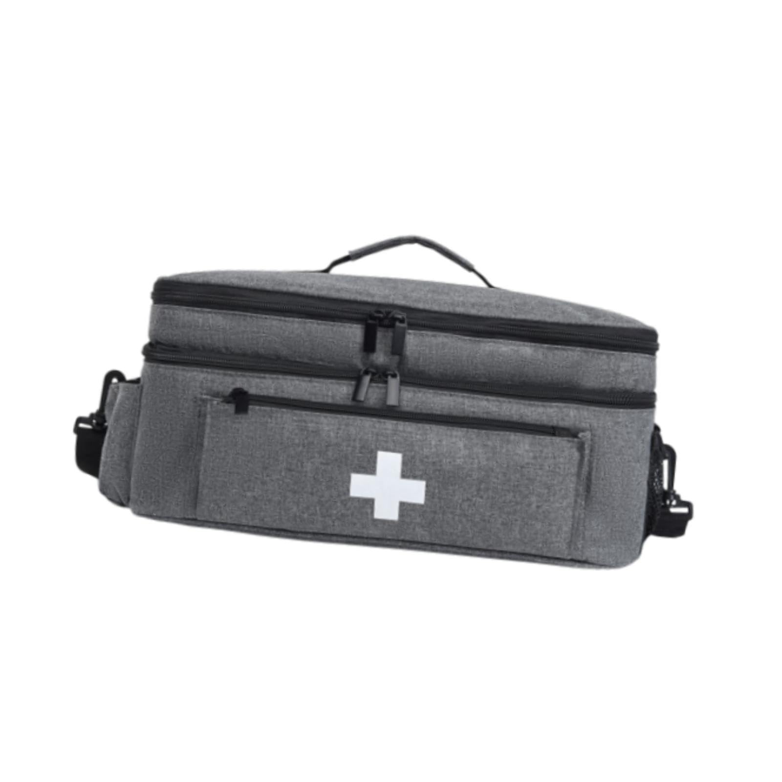 Bolsa de primeros auxilios, bolsa de almacenamiento vacía, cremallera suave, bolsa de emergencia, kit de emergencia, organizador para exteriores, hogar, senderismo (gris)