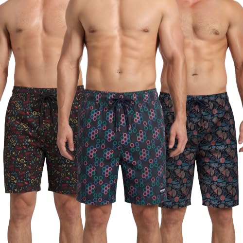 Image of Amul Comfy Men's Cotton Rich Printed Bermuda-Pack of 3- Assorted