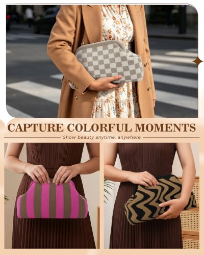 Image of Woven Clutch Purses for Woman,Summer Beach Purse for Vacation, Woven Striped Dumpling Bag,Crochet Evening Handbag