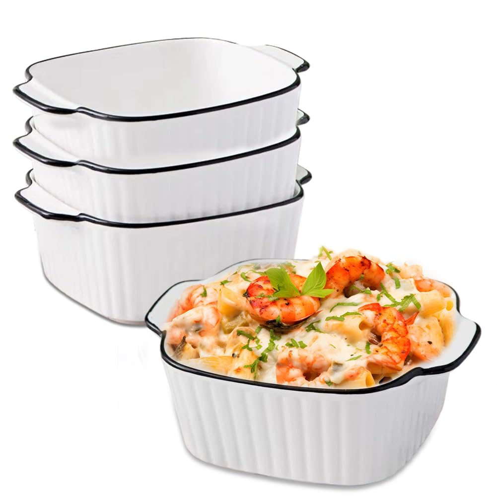 Set 4 Piatti Da Forno In Ceramica - 400ml, Quadrati, Per Friggitrice Ad Aria E Forno - Foto 10