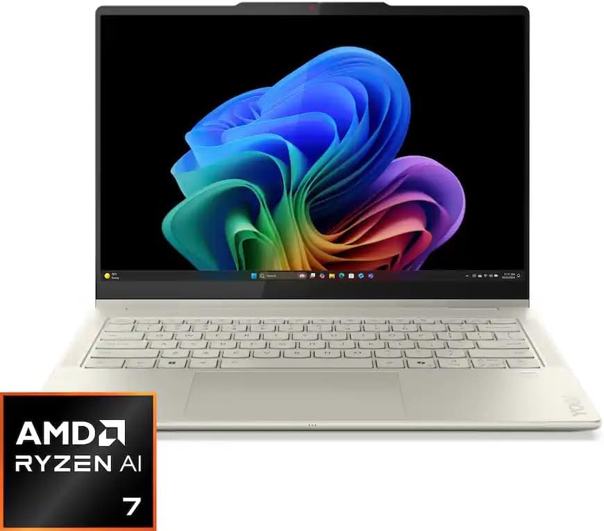 Lenovo Yoga 7 2-in-1 14" Copilot+ Laptop (2025) - AMD Ryzen AI 7 350 8-Core, 16GB RAM, 1TB M.2 NVMe SSD, 14.0" WUXGA OLED Touchscreen, Windows 11 Home - Seashell