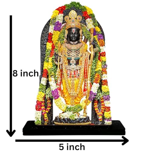 Image of Engineered Wood Ram Lalla Mdf Cutout Of Ram Ji Ki Murti Lalla Statue In Ayodhya Mandir (2D), Idol Home Decor, Divine Gifts, Big Size Ram Lalla Statue (Ram Ji 2, 8 Inch), Black