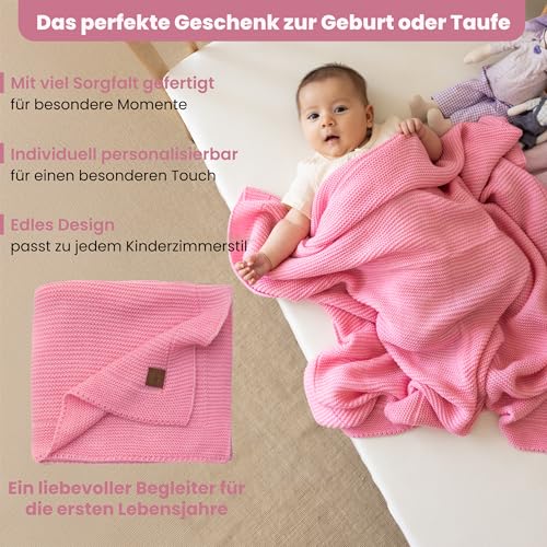Image of Alina Soft Knit Baby Blanket 30x40 in, Pink - Oeko-Tex Certified, Breathable Swaddle & Receiving Blanket for Newborns, Crib & Stroller, Machine Washable