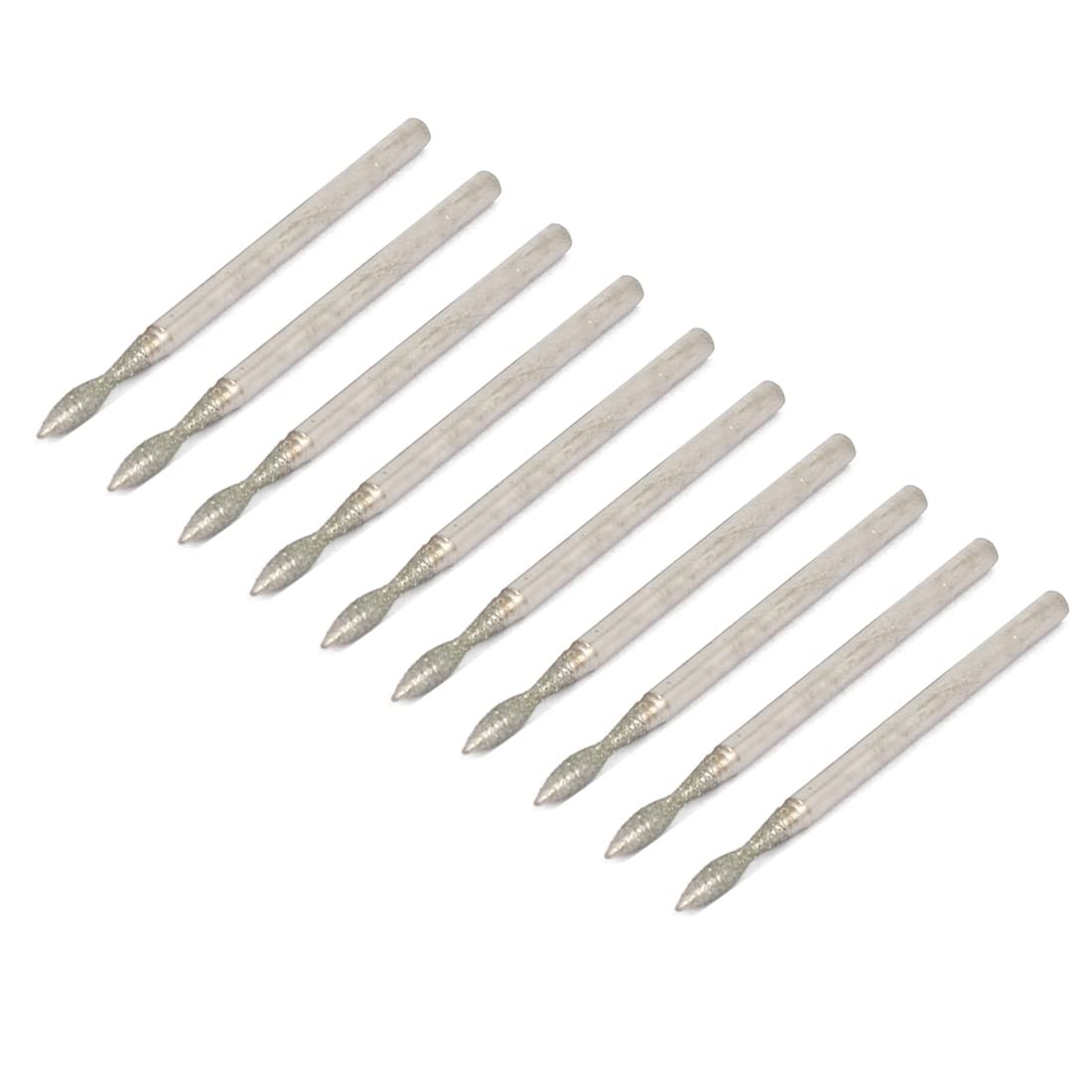 Uxcell Silver Sourcingmap 2.35Mm Shank 2Mm Tip Stone Head Grinding Bit Diamond Mounted Point 10Pcs