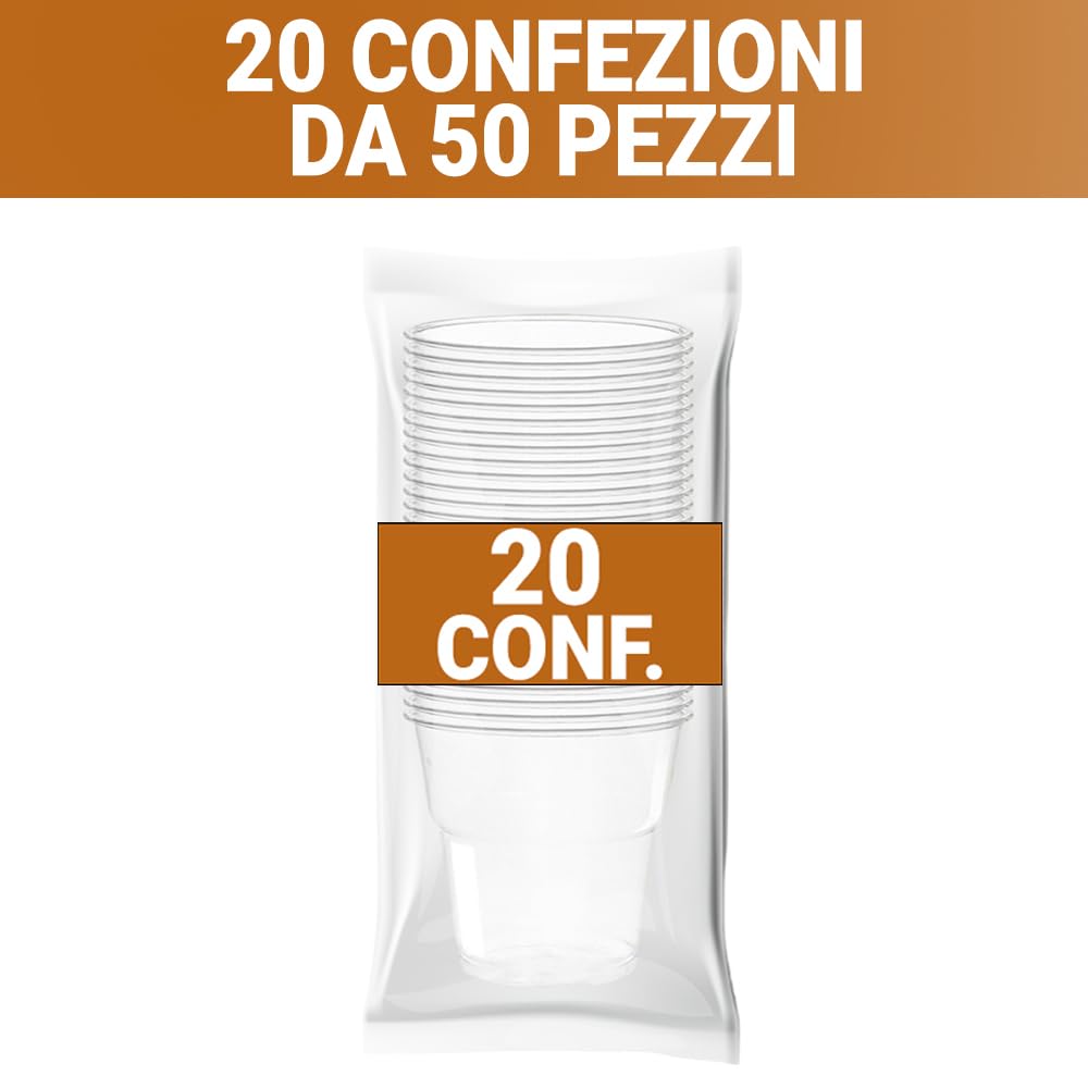 G.M. DISTRIBUZIONE 1000 Bicchieri da 160 Ml Trasparenti in PS Riutilizzabile, Lavabili, Per Yogurt, Vini bianchi e rossi, Liquori, Bicchieri Multiuso per Bar e Lounge Bar