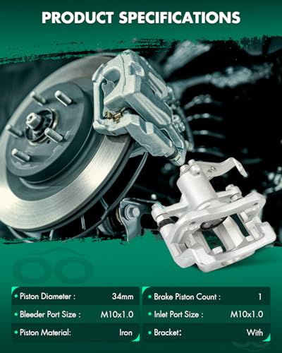 Image of SCITOO - Rear Left Disc Brake Caliper Assembly with Bracket For Kia For Rio 2012 2013 2014 2015 2016 2017 19B6811