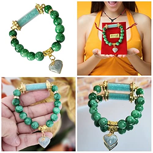 Image of Heavens Tvcz Buddha Bracelet with Thai Green Jade Healing Beads & Heart Pendant - Buddhist Lucky Charm Bangle for Love, Protection & Good Fortune