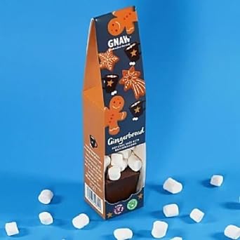 Gnaw Flavoured Hot Chocolate Gift Set – Gingerbread, Christmas, and Hazelnut – Stocking Fillers & Christmas Eve Box with 100g Marshmallows – Luxury Hot Chocolate Stirrers for Festive Treats