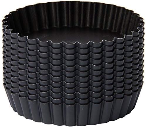 Matfer Bourgeat Exopan Steel Fluted Tartlet Mold, Nonstick, 4 1/8", Pack of 12