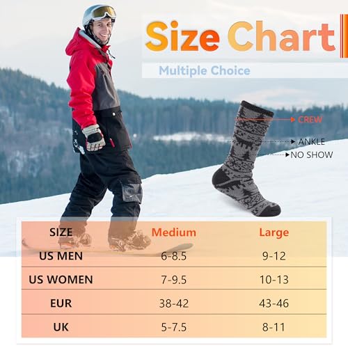 Sunew Warm Thermal Socks 4 Pack, Mens Womens Winter Heated Outdoor Skiing Thermal Socks4