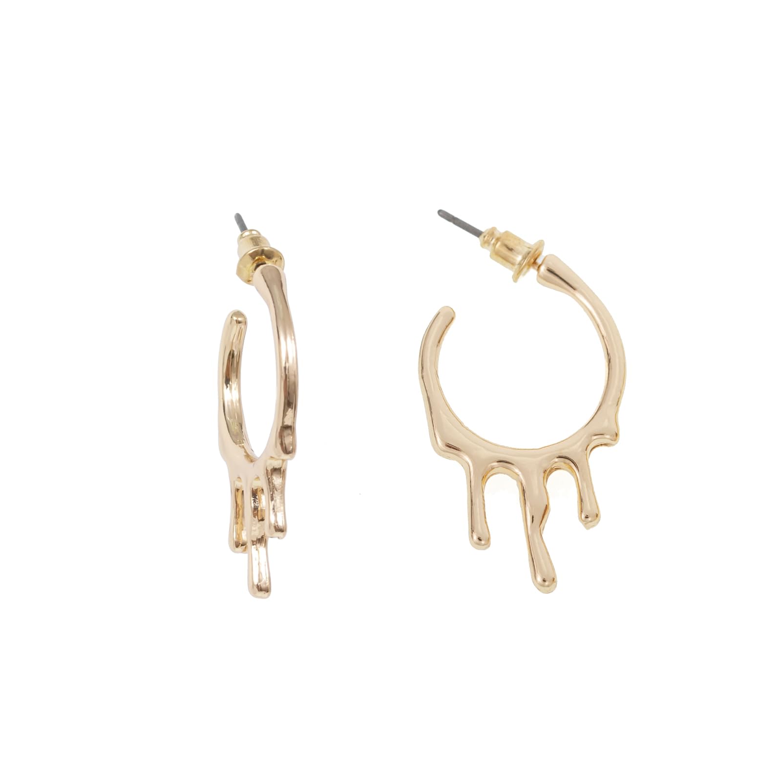 VICLOLINGold Drip Hoop Earrings, 18K Gold Plated Lightweight Hoops for Women Girls, Lava Statement Water Droplets Earrings, Drop Dangle Stud Earrings, Birthday Party Christmas Gifts