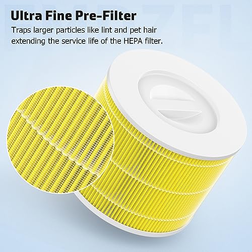 Image of Core 300 Replacement Filter Compatible with Levoit Core 300, Core 300S, Part# Core 300-RF-PA, Pack of 2, Yellow