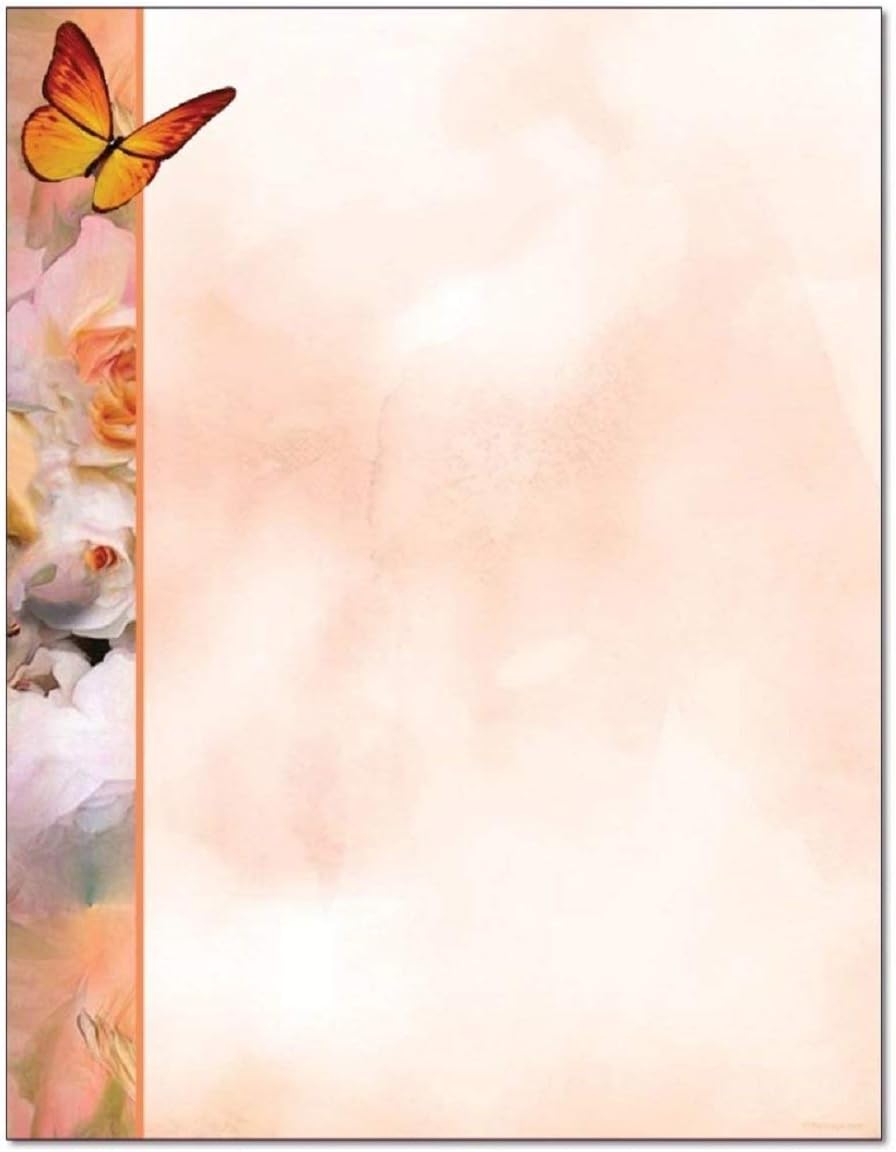 Butterfly & Flowers Letterhead Laser & Inkjet Printer Paper (100 Sheets)