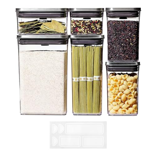 OXO Steel POP Food Storage Container 6-Piece Set with Labels, Gre...