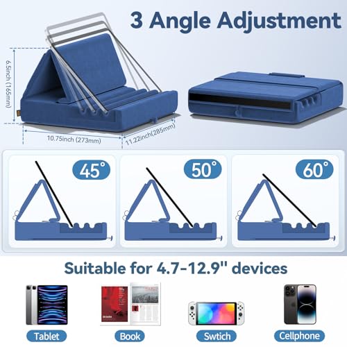 KDD Tablet Pillow Holder, Foldable iPad Stand for Lap, Bed and Desk -Tablet Soft Pad Dock with Pocket & Stylus Mount Compatible with iPad Pro 12.9, 10.5, 9.7 Air Mini 6 5 4 3, Galaxy Tab,E-Reader by KDD - Image 7